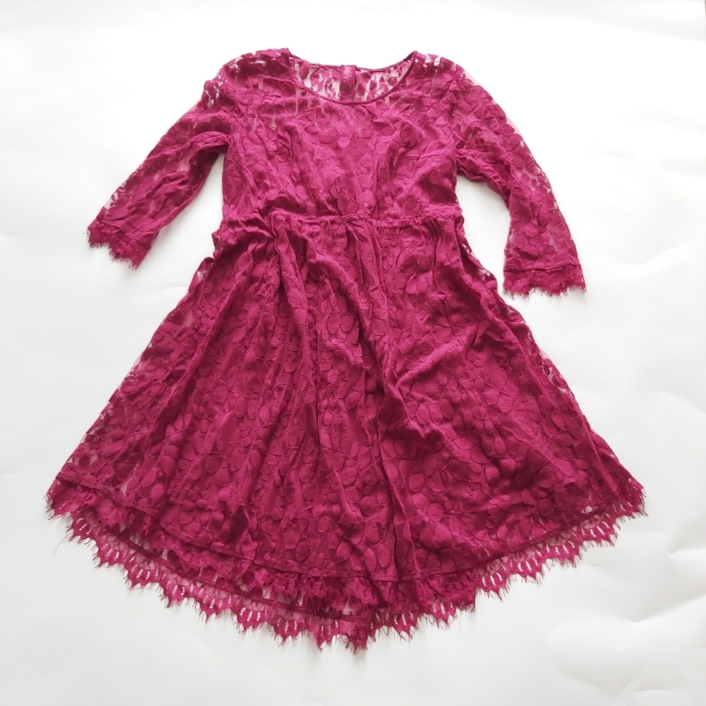 Torrid, Burgundy, Tea Length, Lace, Dress